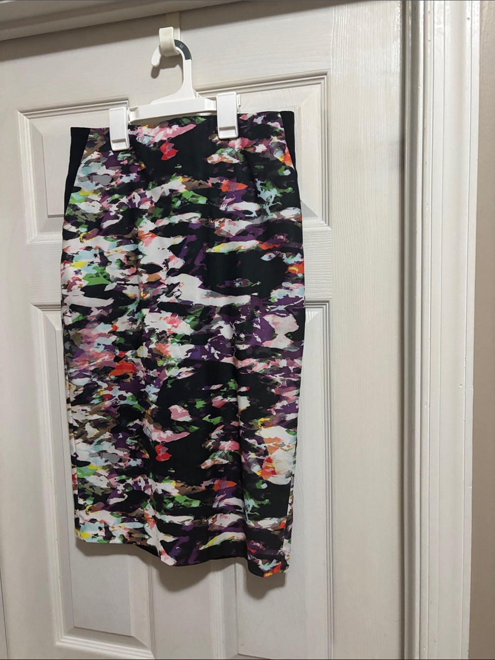 Dalia Black Abstract Multi-Color Pencil Skirt